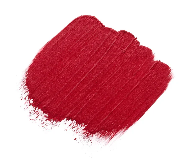 Macchia Rossa Lucidalabbra Opaco Isolata Sfondo Bianco Rosso Texture Rossetto — Foto Stock