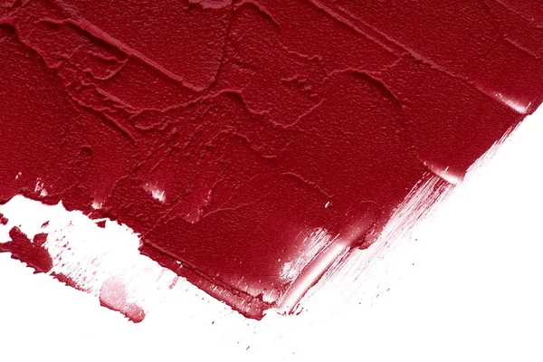 マット リップグロスは 白い背景で隔離の赤い化粧の汚れ 白い背景で隔離赤いクリーミーな口紅テクスチャ — ストック写真