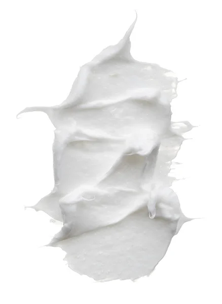 Biały Reamy Tekstury Białym Tle Wymaz Twarzy Krem Białym Tle — Zdjęcie stockowe