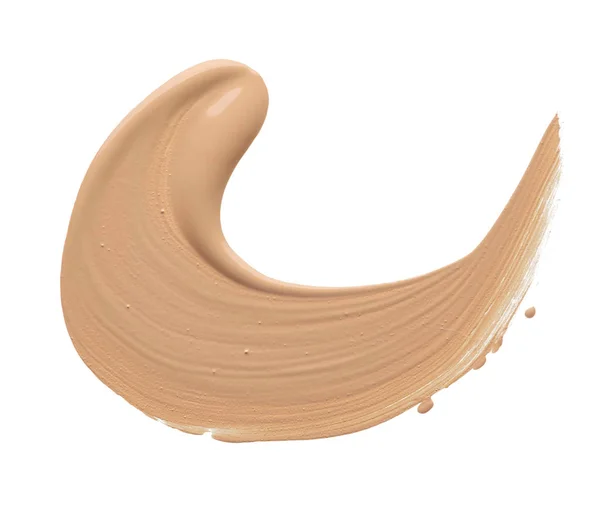 Ljus Beige Makeup Utstryk Krämig Foundation Isolerad Vit Bakgrund Ljus — Stockfoto