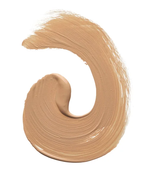 Ljus Beige Makeup Utstryk Krämig Foundation Isolerad Vit Bakgrund Ljus — Stockfoto