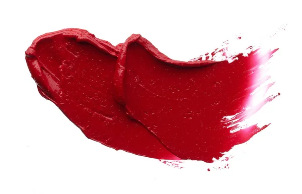 Mancha Maquillaje Rojo Brillo Labial Mate Aislado Sobre Fondo Blanco —  Fotos de Stock