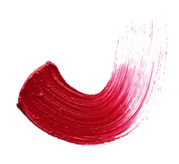 Mancha Maquillaje Rojo Brillo Labial Mate Aislado Sobre Fondo Blanco —  Fotos de Stock