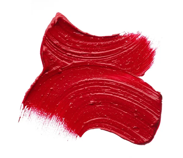 Mat Ruj Beyaz Arka Plan Üzerinde Izole Kırmızı Makyaj Smear — Stok fotoğraf