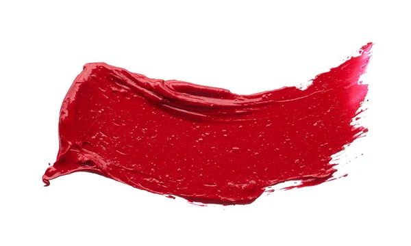 Mancha Maquillaje Rojo Brillo Labial Mate Aislado Sobre Fondo Blanco —  Fotos de Stock