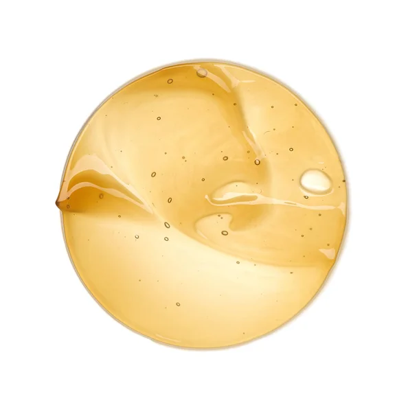 Transparent Yellow Smear Face Cream Golden Honey Isolated White Background — Stock Photo, Image