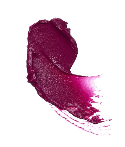 Rode Make Uitstrijkje Van Matte Lipgloss Geïsoleerd Een Witte Achtergrond — Stockfoto