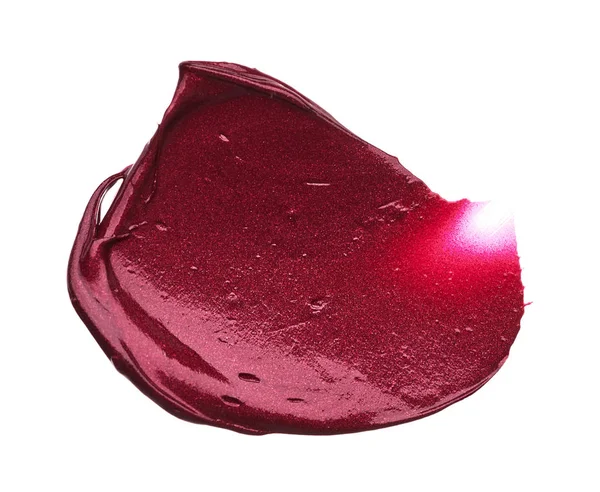 Macchia Rossa Lucidalabbra Opaco Isolata Sfondo Bianco Rosso Texture Rossetto — Foto Stock