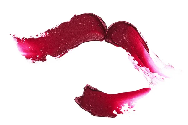 배경에 입술의 모양에 글로스의 빨간색 메이크업 배경에 립스틱 텍스처 — 스톡 사진