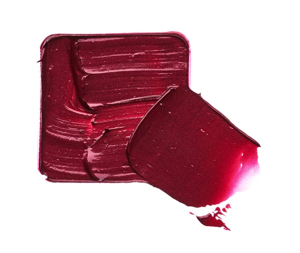 Piros Smink Kenet Elszigetelt Fehér Background Matt Szájfény Vörös Krémes — Stock Fotó