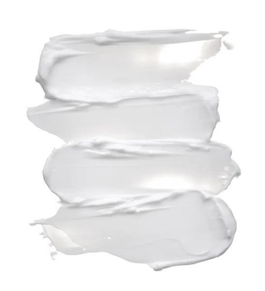 White Reamy Texture Isolated White Background Smear Face Cream White — Stock Photo, Image