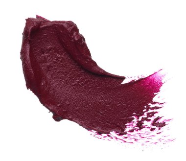 Beyaz arka plan üzerinde izole mat ruj koyu kırmızı smear. Beyaz arka plan üzerinde izole kırmızı krem ruj doku