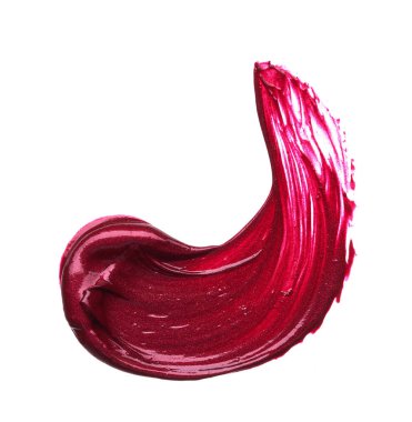 Beyaz arka plan üzerinde izole mat ruj koyu kırmızı smear. Beyaz arka plan üzerinde izole kırmızı krem ruj doku