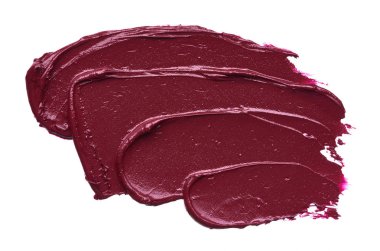 Beyaz arka plan üzerinde izole mat ruj koyu kırmızı smear. Beyaz arka plan üzerinde izole kırmızı krem ruj doku