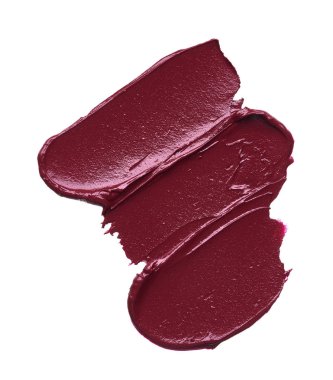 Beyaz arka plan üzerinde izole mat ruj koyu kırmızı smear. Beyaz arka plan üzerinde izole kırmızı krem ruj doku