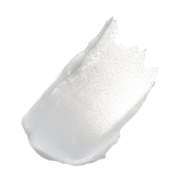 Beyaz smear kozmetik krem beyaz arka plan üzerinde izole. Kremsi Vakfı doku izole. İzole yüz kremi yayma. Krem arka plan dokusu