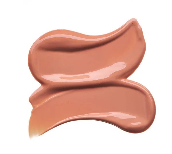 Ljus Beige Makeup Utstryk Krämig Foundation Isolerad Vit Bakgrund Ljus — Stockfoto