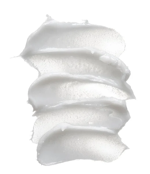 Bílý Nátěr Kosmetického Krému Izolovaných Bílém Pozadí Krémový Základ Textura — Stock fotografie
