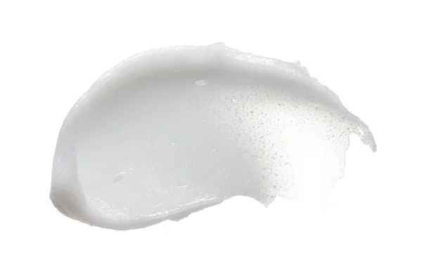 Mancha Blanca Crema Cosmética Aislada Sobre Fondo Blanco Textura Base — Foto de Stock