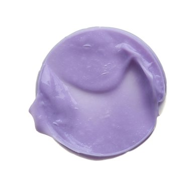 Dudak parlatıcısı beyaz arka plan üzerinde izole mor makyaj smear. Beyaz arka plan üzerinde izole mor krem doku