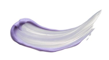 Dudak parlatıcısı beyaz arka plan üzerinde izole mor makyaj smear. Beyaz arka plan üzerinde izole mor krem doku