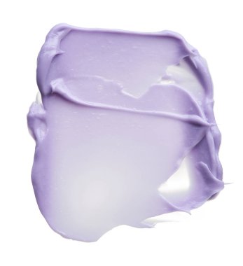 Dudak parlatıcısı beyaz arka plan üzerinde izole mor makyaj smear. Beyaz arka plan üzerinde izole mor krem doku