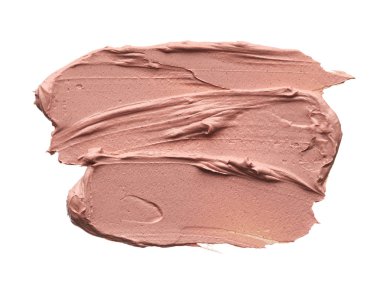 Beyaz arka plan üzerinde izole kremsi Vakfı'nın hafif bej makyaj karalama. Hafif bej kremsi Vakfı doku arka plan