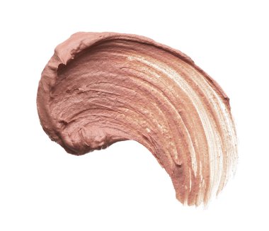 Beyaz arka plan üzerinde izole kremsi Vakfı'nın hafif bej makyaj karalama. Hafif bej kremsi Vakfı doku arka plan