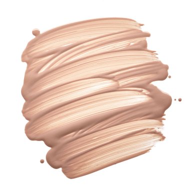 Beyaz arka plan üzerinde izole kremsi Vakfı'nın hafif bej makyaj karalama. Hafif bej kremsi Vakfı doku arka plan