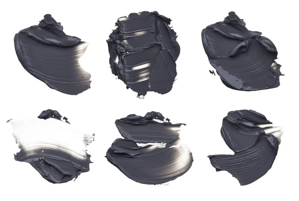 Fehér Alapon Fekete Kenetet Iszap Face Mask Set — Stock Fotó