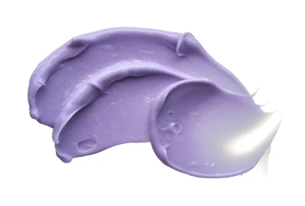 紫色化妆涂片的唇光泽隔离在白色背景 白色背景下的紫色奶油纹理 — 图库照片
