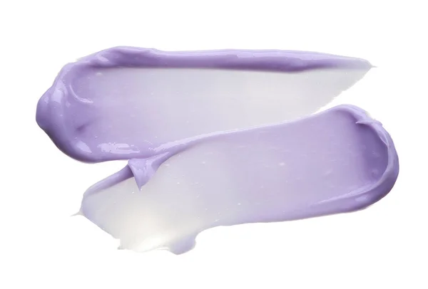 Mancha Maquillaje Púrpura Brillo Labial Aislado Sobre Fondo Blanco Textura — Foto de Stock
