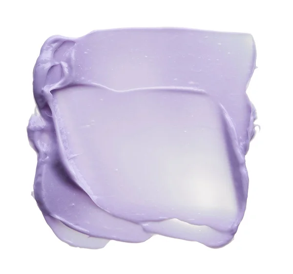 紫色化妆涂片的唇光泽隔离在白色背景 白色背景下的紫色奶油纹理 — 图库照片