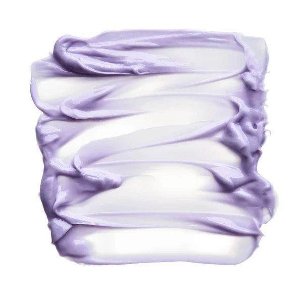 リップグロスは 白い背景で隔離の紫化粧の汚れ 白い背景に分離された紫のクリーム色のテクスチャ — ストック写真