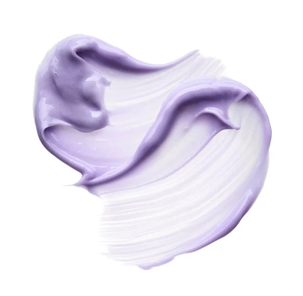 Macchia Trucco Viola Lucidalabbra Isolato Sfondo Bianco Texture Crema Viola — Foto Stock