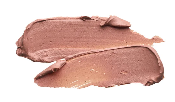 Ljus Beige Makeup Utstryk Krämig Foundation Isolerad Vit Bakgrund Ljus — Stockfoto