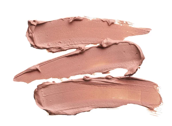 Ljus Beige Makeup Utstryk Krämig Foundation Isolerad Vit Bakgrund Ljus — Stockfoto