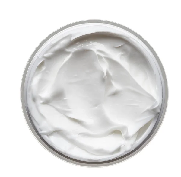 白色背景的罐子里的白美人霜 — 图库照片