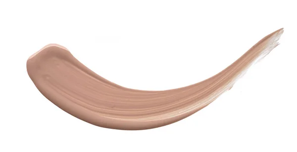 Ljus Beige Makeup Utstryk Krämig Foundation Isolerad Vit Bakgrund Ljus — Stockfoto