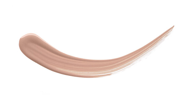 Light beige makeup smear of creamy foundation isolated on white background. Light beige creamy foundation texture background