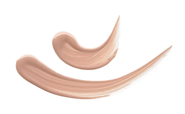 Ljus Beige Makeup Utstryk Krämig Foundation Isolerad Vit Bakgrund Ljus — Stockfoto