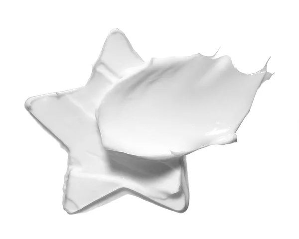 Esfregaço Branco Creme Cosmético Isolado Fundo Branco Branco Textura Cremosa — Fotografia de Stock
