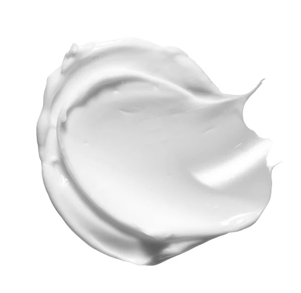 Esfregaço Branco Creme Cosmético Isolado Fundo Branco Branco Textura Cremosa — Fotografia de Stock