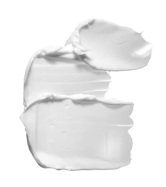 Witte Uitstrijkje Van Cosmetische Crème Geïsoleerd Een Witte Achtergrond Witte — Stockfoto