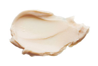 Hafif bej makyaj smear beyaz arka plan üzerinde izole kremsi Vakfı