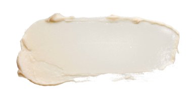 Hafif bej makyaj smear beyaz arka plan üzerinde izole kremsi Vakfı