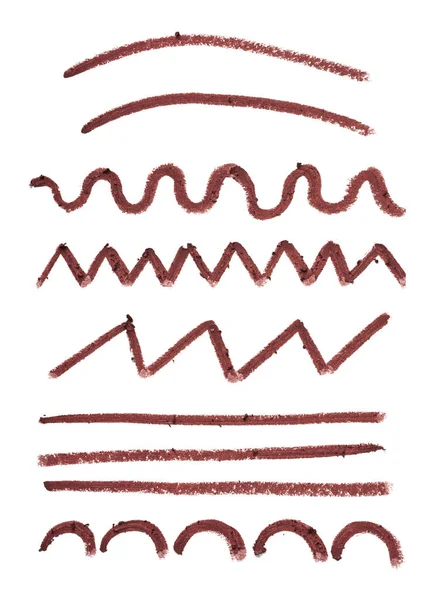 Linhas Desenhadas Por Lápis Cosmético Papelão Branco — Fotografia de Stock