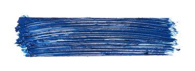 Beyaz arka plan üzerinde izole kirpik için mavi rimel doku. Smear için kirpik beyaz zemin üzerine Lacivert maskara.