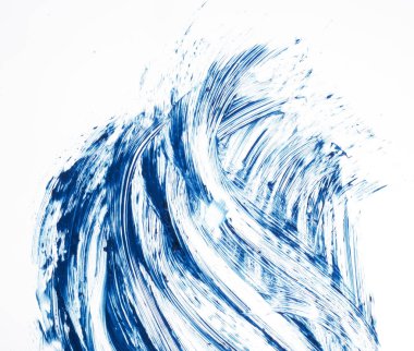 Beyaz arka plan üzerinde izole kirpik için mavi rimel doku. Smear için kirpik beyaz zemin üzerine Lacivert maskara.