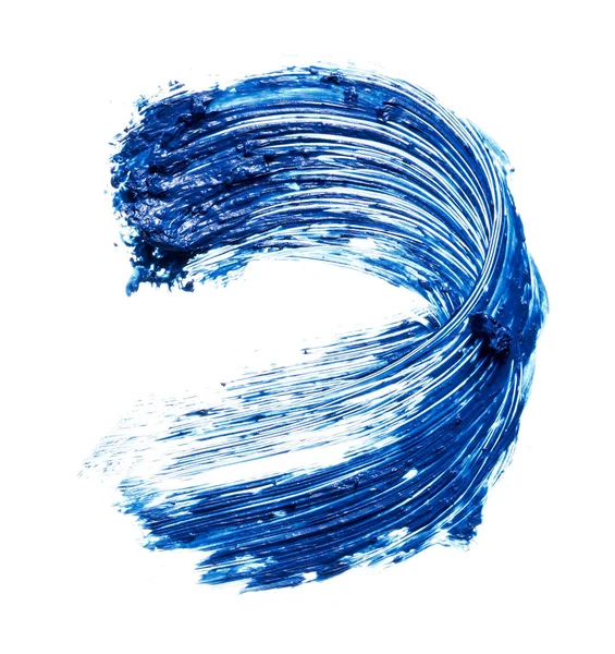 Textura Rímel Azul Para Pestañas Aisladas Sobre Fondo Blanco Mancha — Foto de Stock